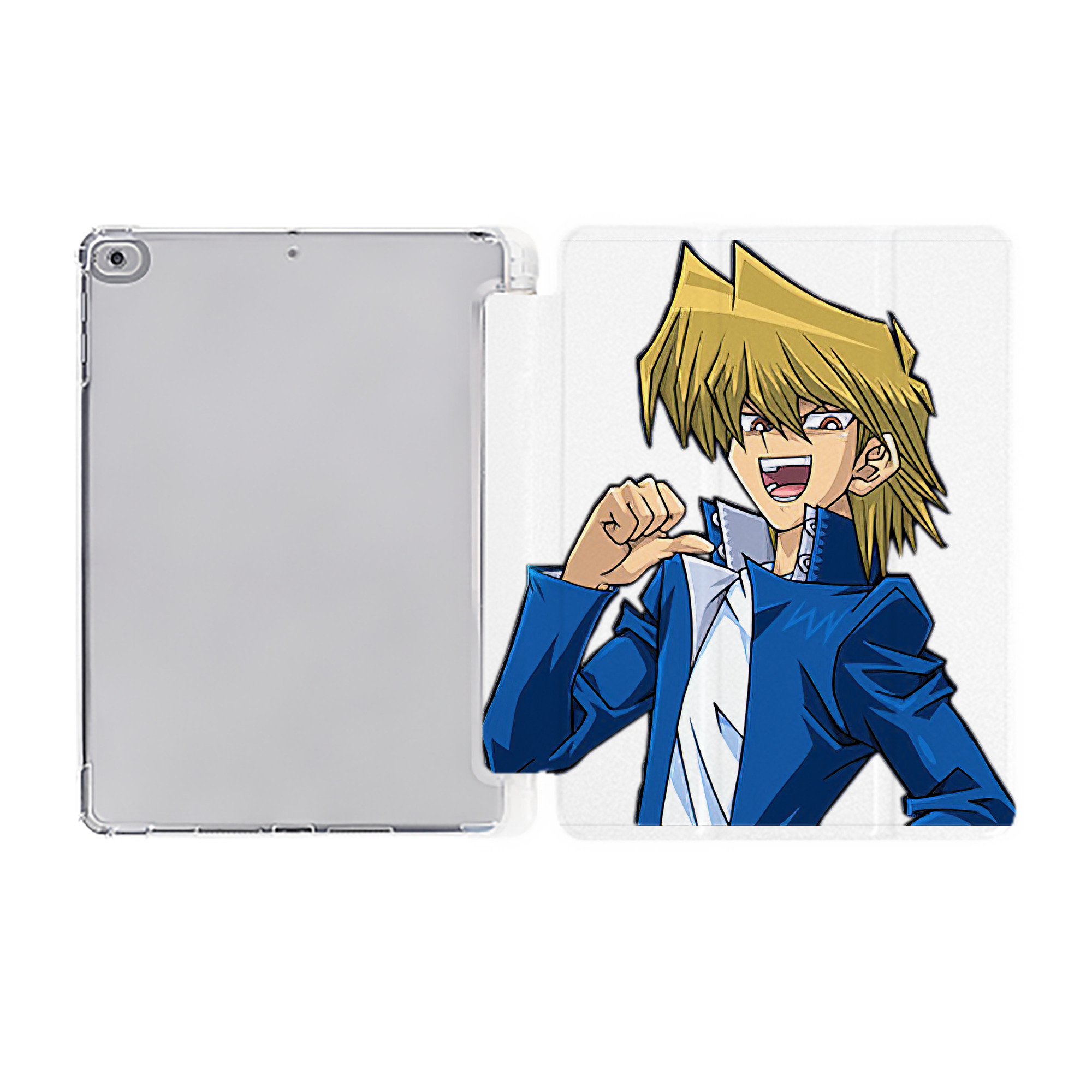 （画像用） 遊☆戯☆王 Yu-Gi-Oh! IPad ケース ペン収納付き 三つ折りスタンド PUレザー×シリコン 対応機種9.5/10.5/10.9インチ